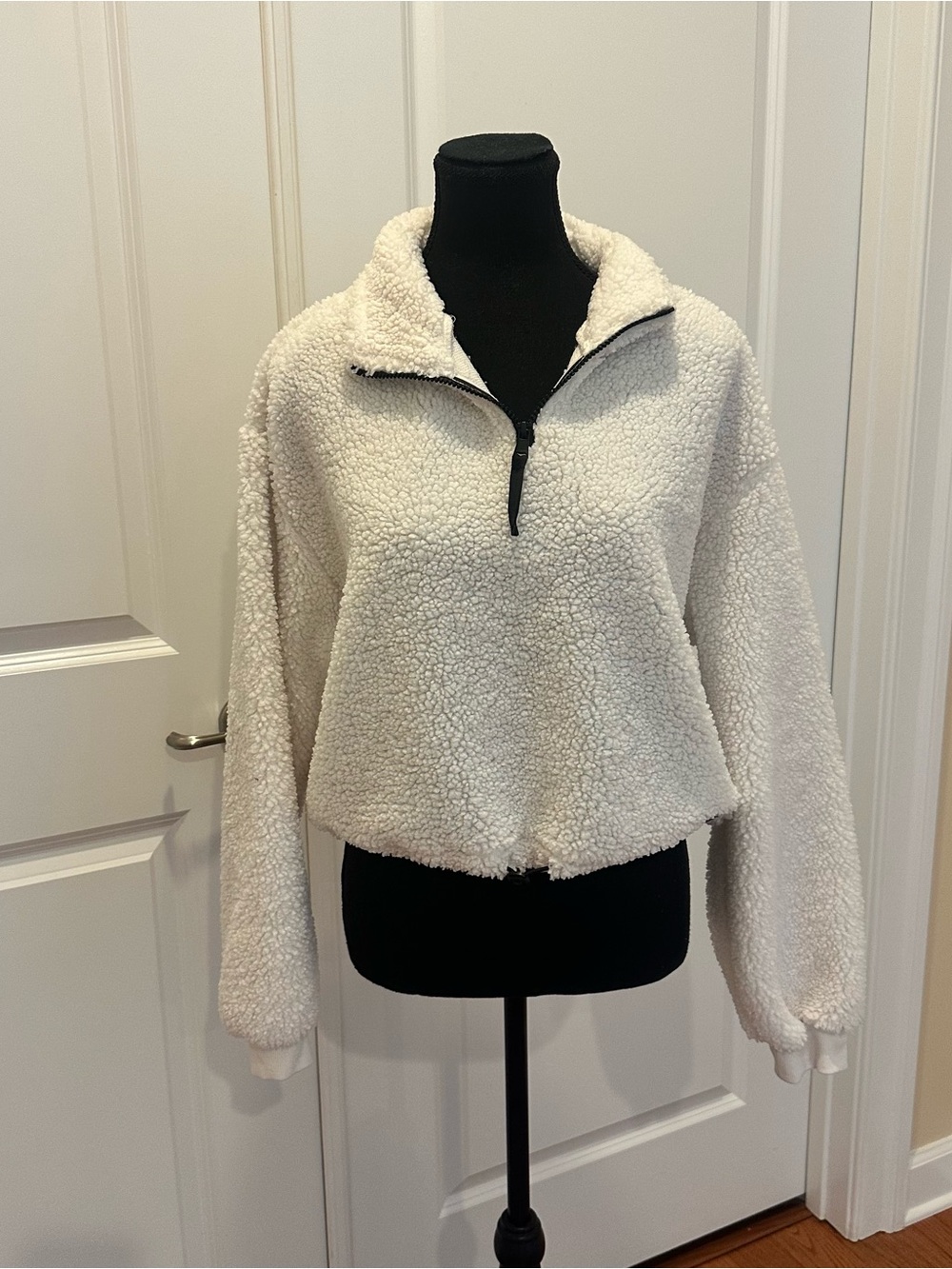 Divided Cream Teddy Sherpa Half-Zip Jacket